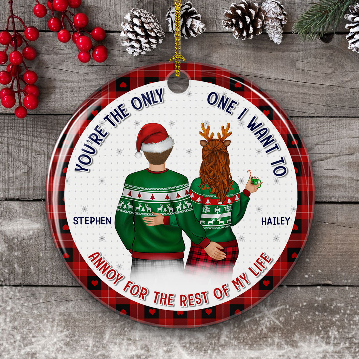 Custom Couple Christmas Ornament, Anniversary Gift •  You Are By Far My Favorite Husband - Personalized Ceramic Ornament