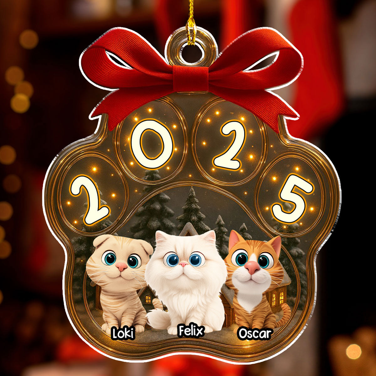 Custom Keepsake Christmas Ornament •  Snow All Over Here Meow Ver - Personalized 3D Inflated Effect Acrylic Ornament