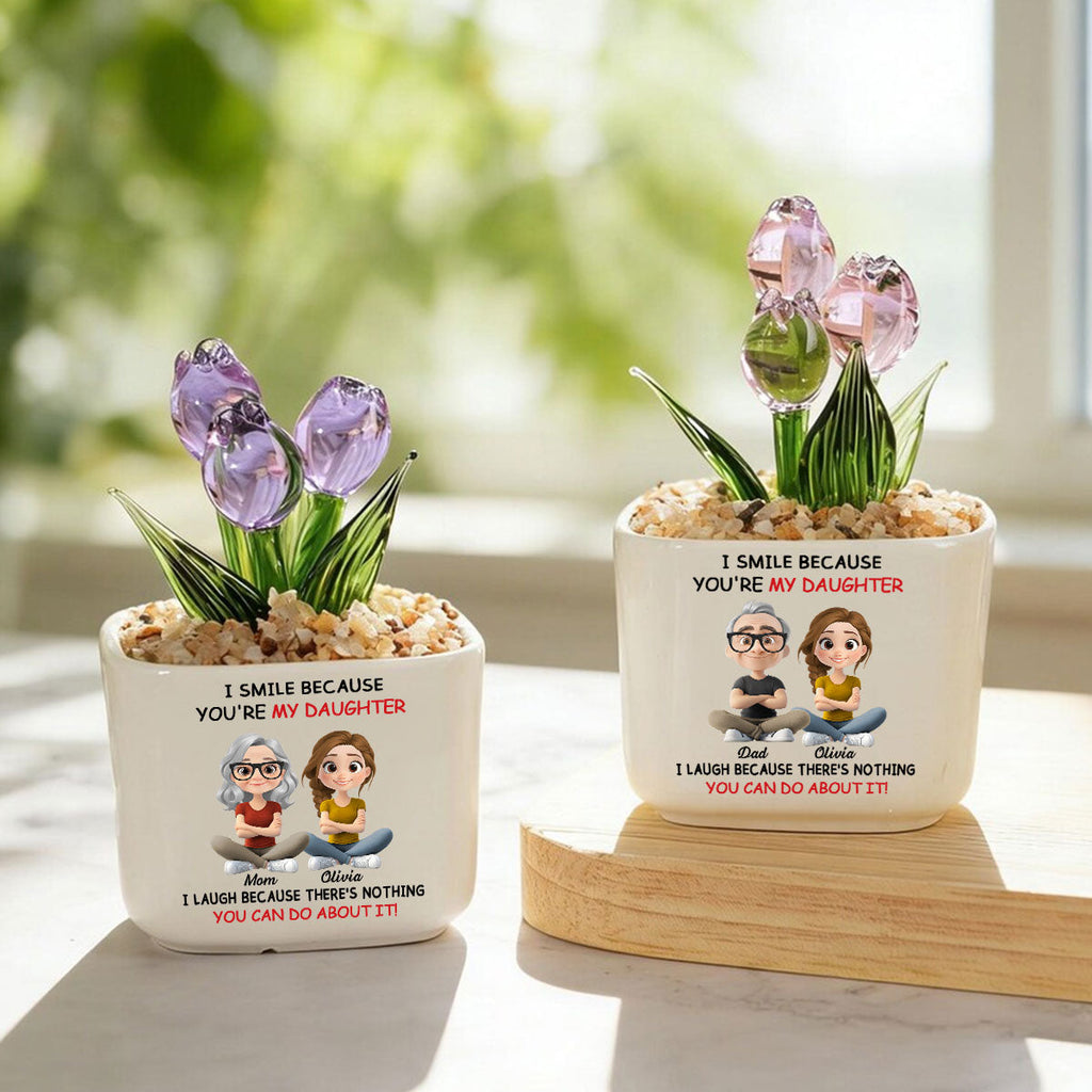 Custom Mother's Day Flower Keepsake, Glass Home Decor Gift for Daughter • My Daughter - Personalized Glass Everlasting Tulips