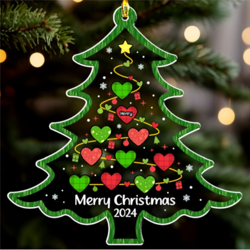 Custom Family Ornament, Christmas Gift for Family Members •  Merry Christmas 2024 - Personalized Acrylic Ornament