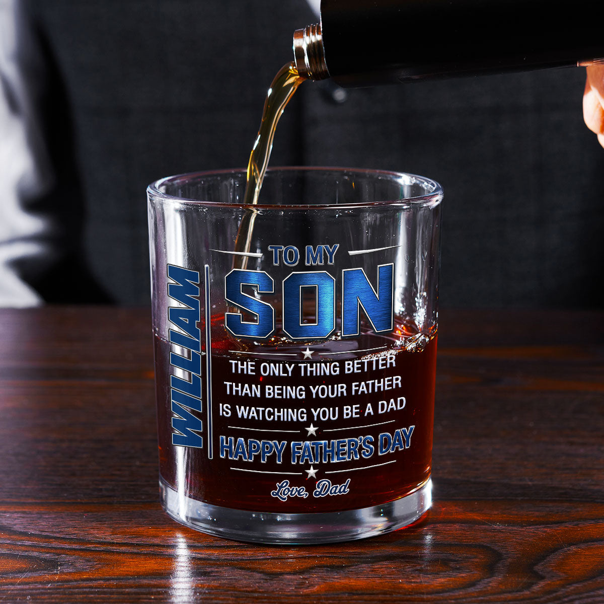 Watching You Being A Dad - Personalized Whiskey Glass
