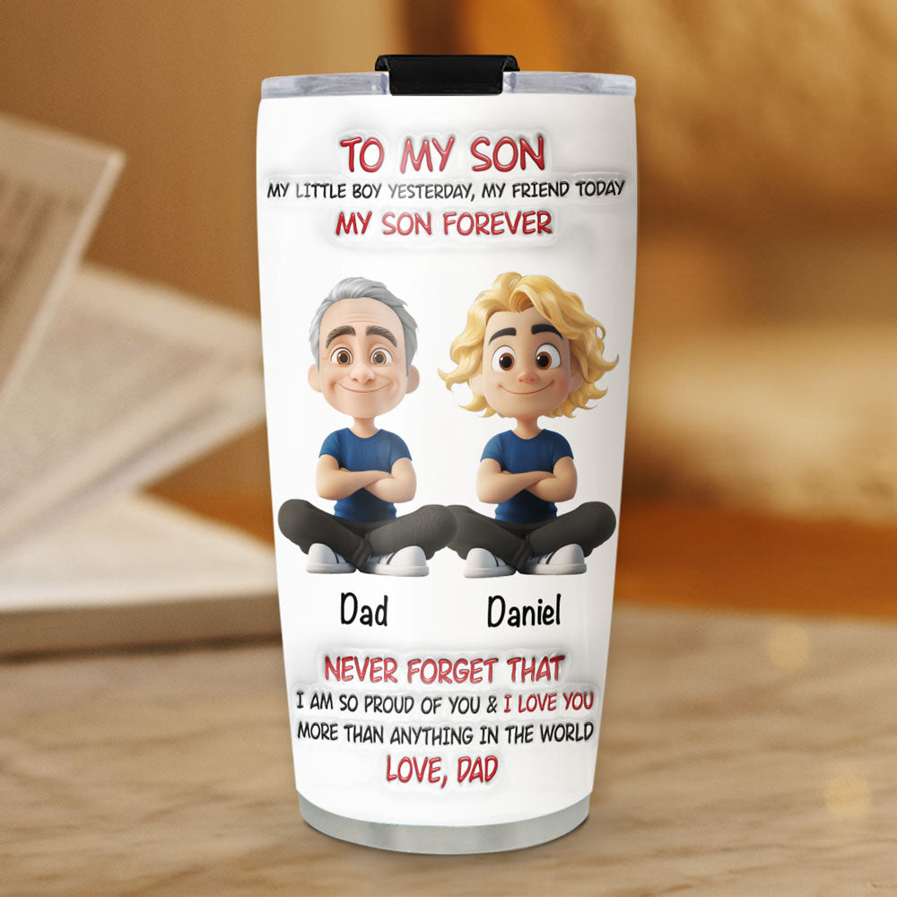 Custom Christmas Birthday Gifts For Son • My Son Forever - Personalized 3D Inflated Effect Tumbler