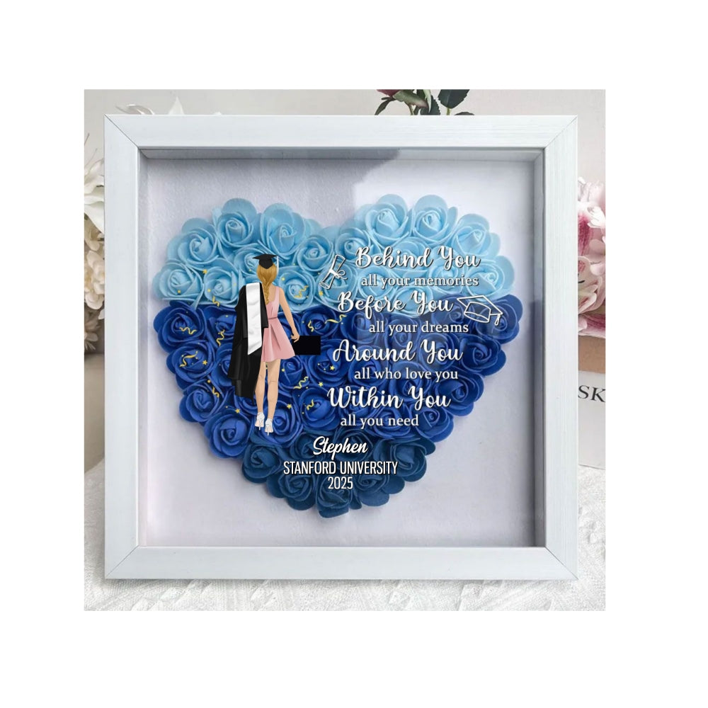 Behind You All Your Memories Before You All Your Dreams - Personalized Flower Shadow Box