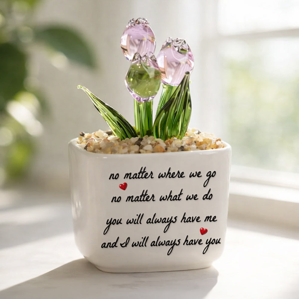 Custom Flower Keepsake, Glass Home Decor Gift for Soul Sister • No Matter - Personalized 3D Effect Glass Everlasting Tulips