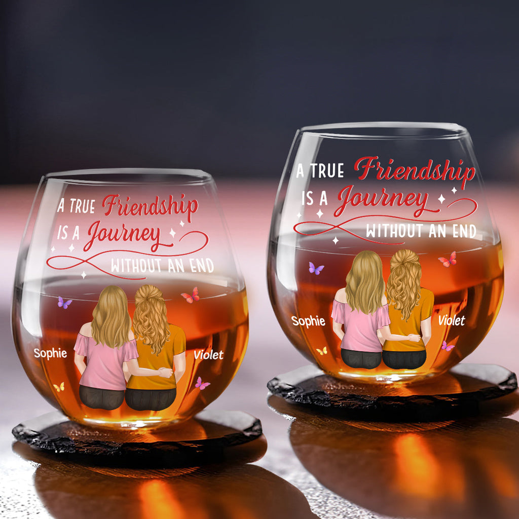 Side By Side Always - Personalized Wine Glass