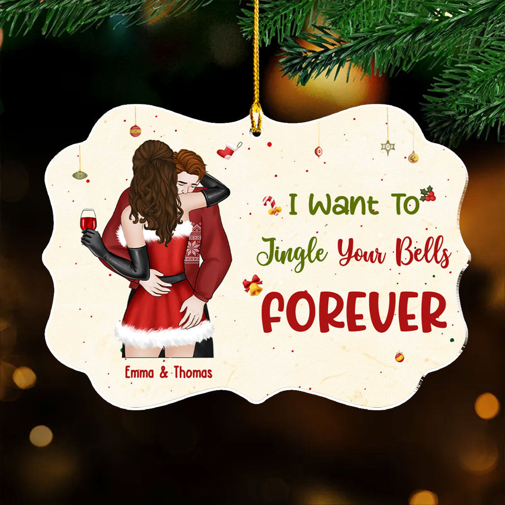 Custom Couple Christmas Ornament, Anniversary Gift •  Jingle Your Bells Forever - Personalized Acrylic Ornament