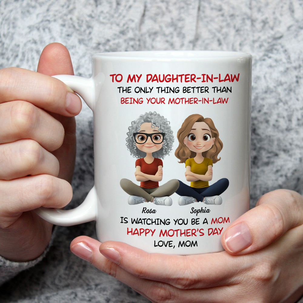 Custom Mother's Day Gift for Daughter • To My Daughter In Law Cartoonize - Personalized Coffee Mug