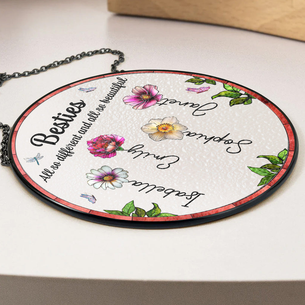 Custom Family Name Hanging Decor, Christmas Birthday Gift •  Sisters Are All So Beautiful - Personalized Window Hanging Suncatcher