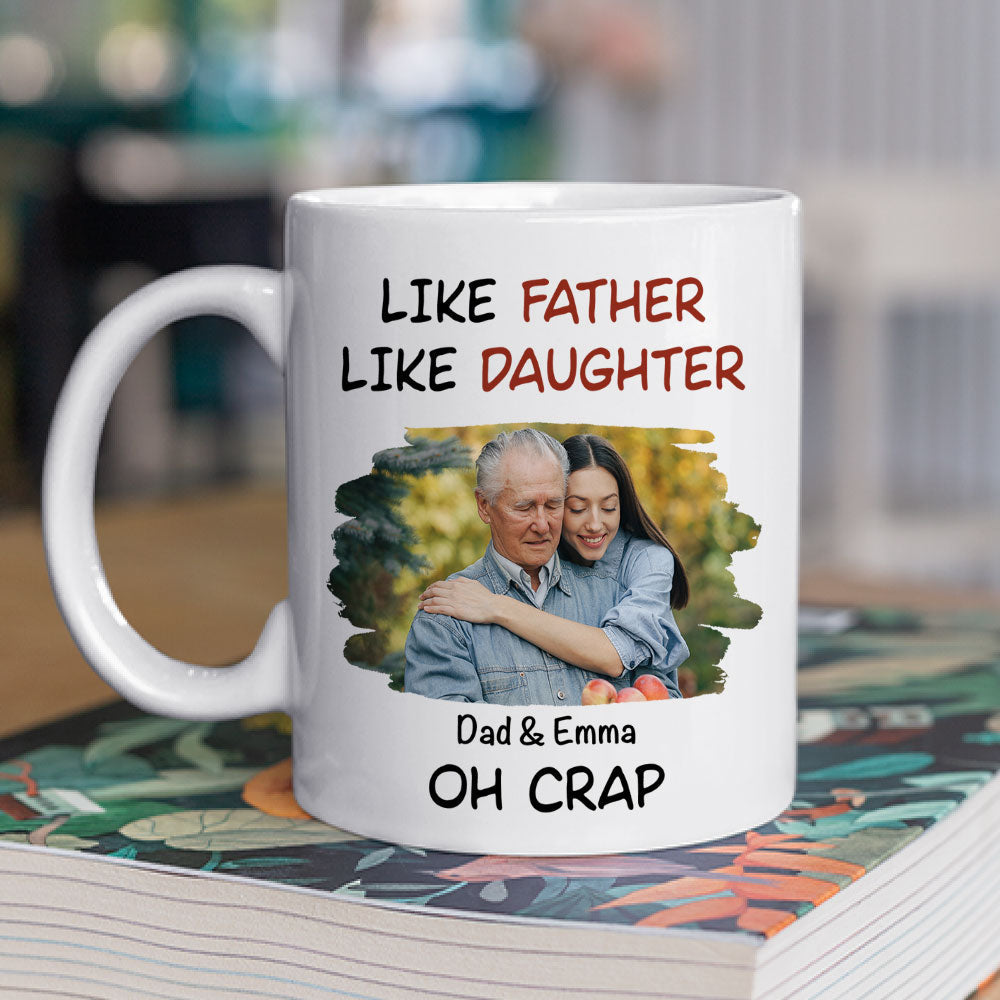 Custom Photo Christmas & Birthday Gift for Daughter • Like Father Like Daughter Cartoonized Photo - Personalized Coffee Mug