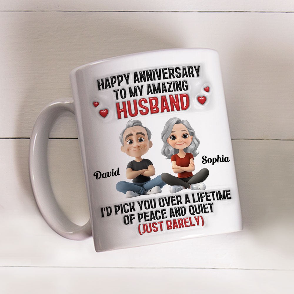 Custom Anniversary Keepsake Gifts For Couple • Over A Peaceful And Quiet Lifetime - Personalized 3D Inflated Effect Mug