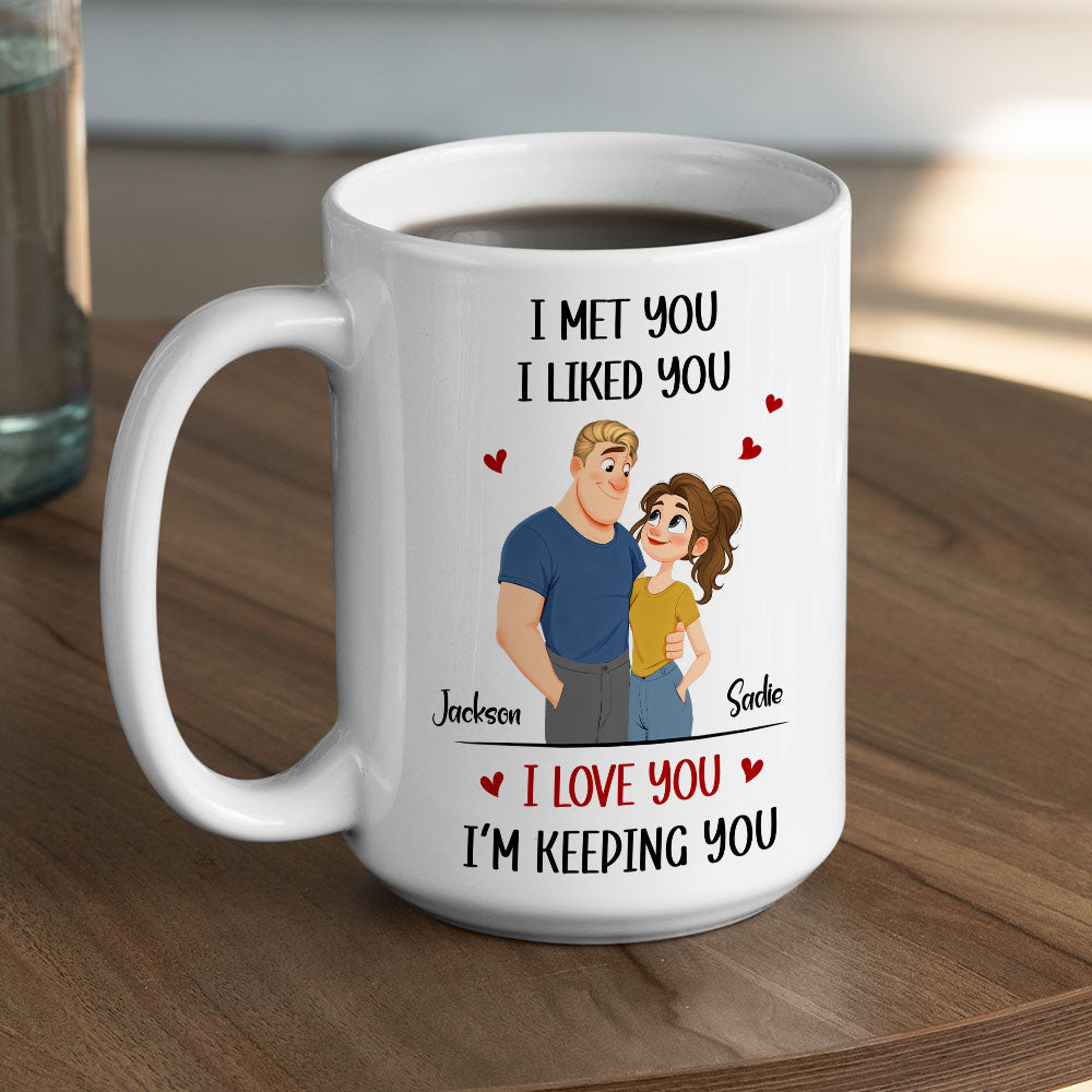 Custom Anniversary Keepsake Gifts For Couple • Keeping You Cartoon - Personalized Coffee Mug