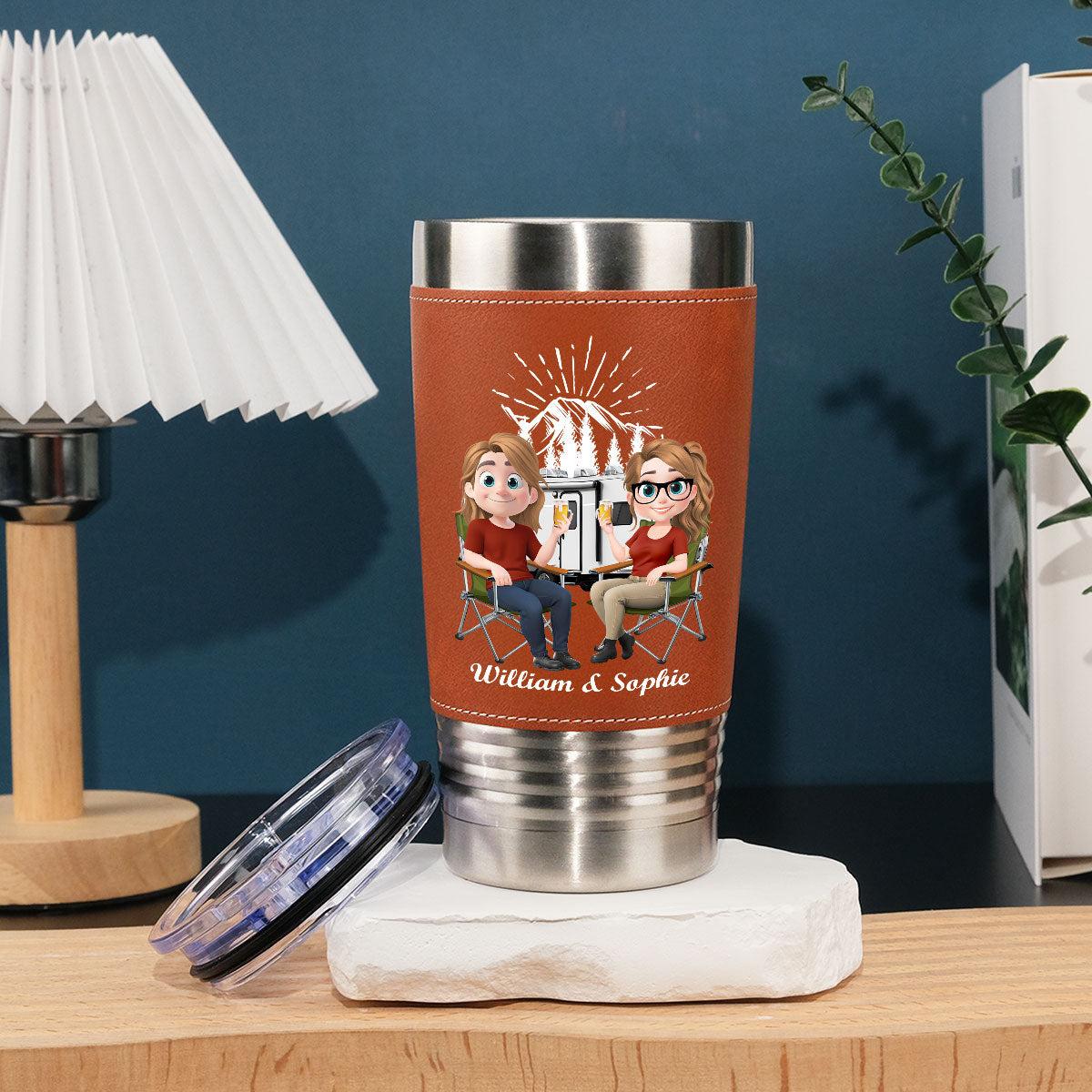 For Life - Personalized Leather Tumbler