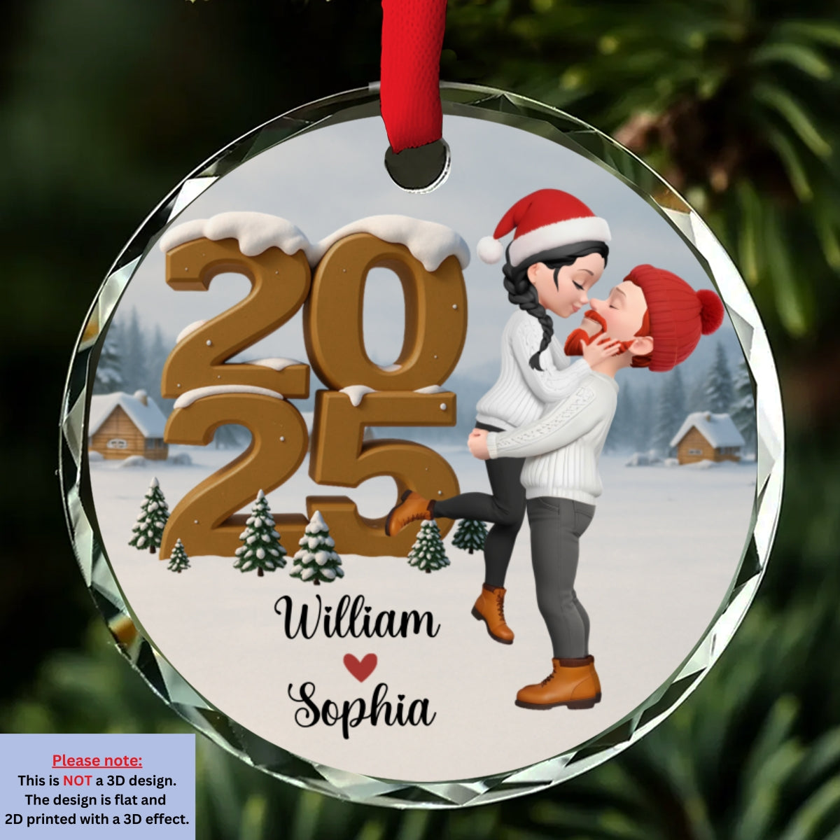 Custom Couple Christmas Ornament, Anniversary Gift •  As A Couple Now Onwards - Personalized 3D Effect Glass Ornament
