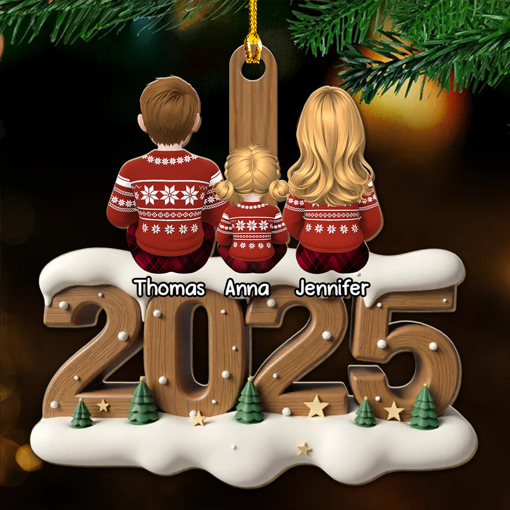 Custom Family Ornament, Christmas Gift for Family Members •  Little Family Now Onwards - Personalized 3D Effect Wood Ornament