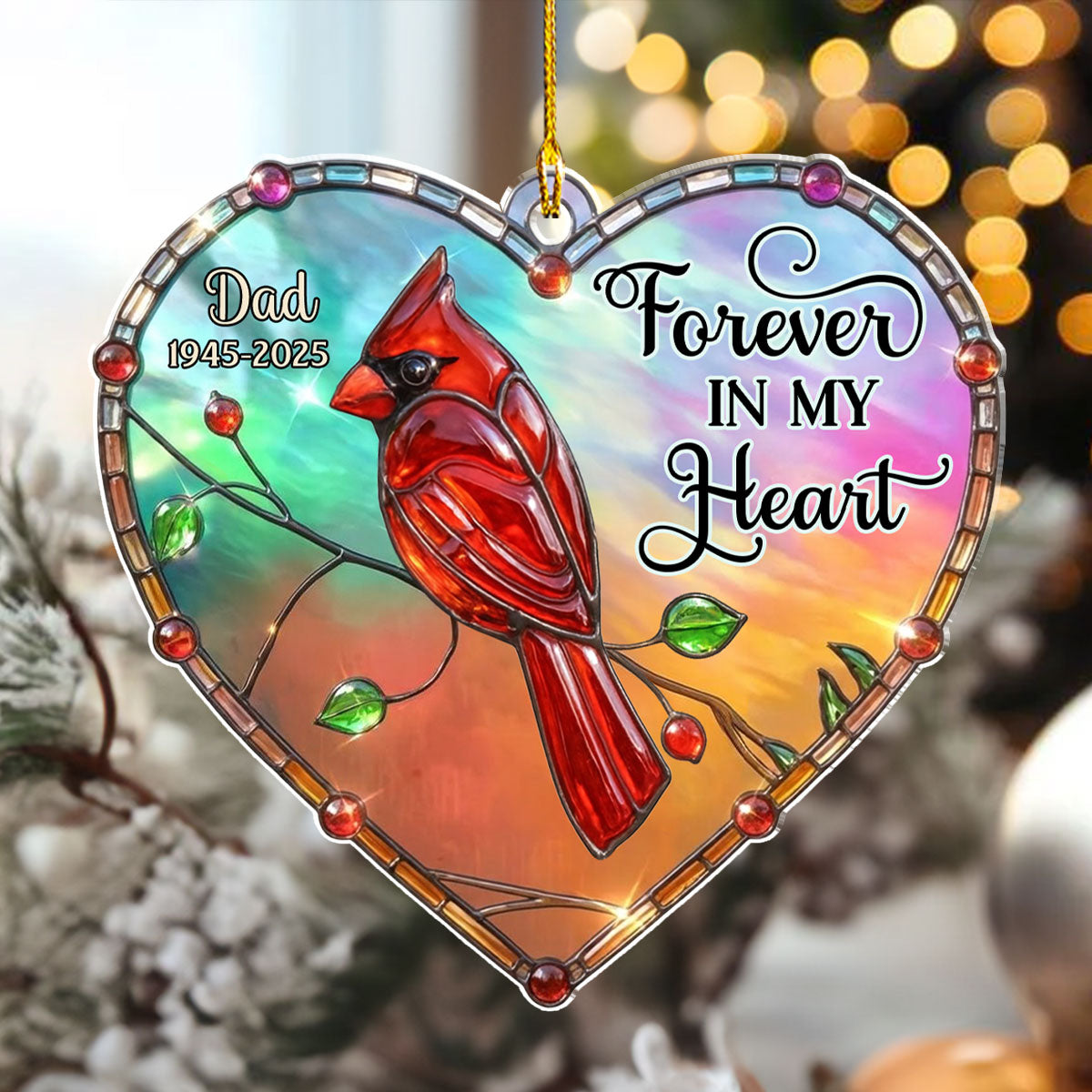 Custom Memorial Christmas Ornament, Sympathy Keepsake •  Cherished Forever - Personalized Acrylic Ornament