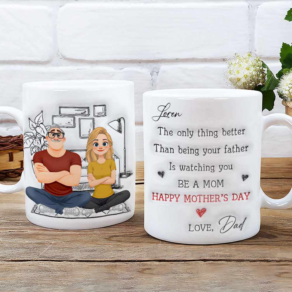 Custom Mother's Day Gift for Daughter • Cartoonize Parents And Daughter - Personalized 3D Inflated Effect Mug