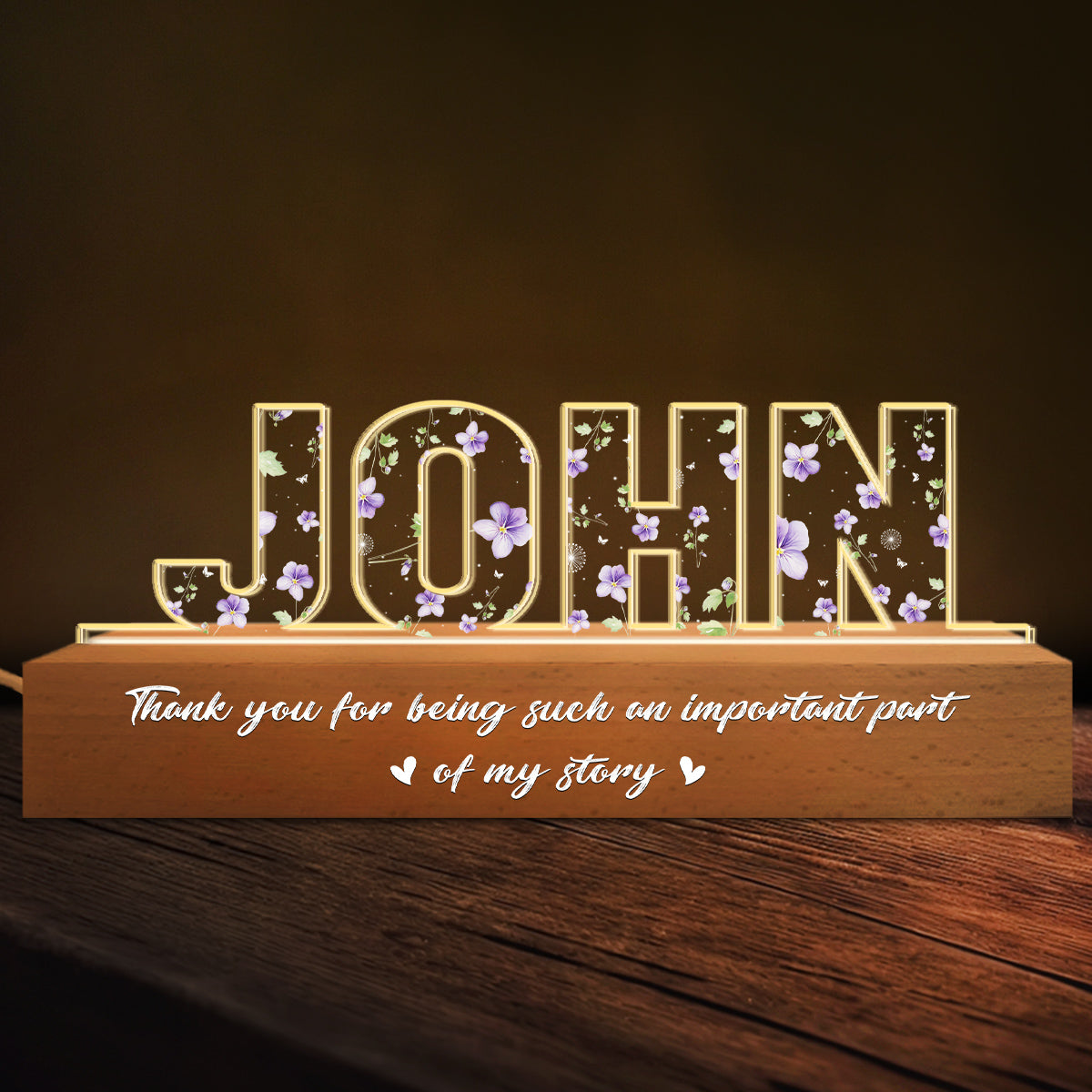 Custom Couple Gift for Anniversary, Valentine's Day, Christmas • Thank You For Being Such An Important Part Of My Story - Personalized Acrylic Letters 3D LED Night Light
