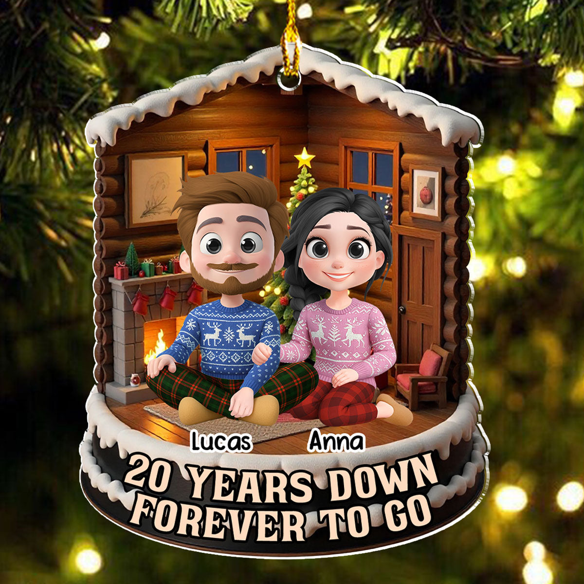 Custom Couple Christmas Ornament, Anniversary Gift •  50 Years Down Forever To Go - Personalized Acrylic Ornament
