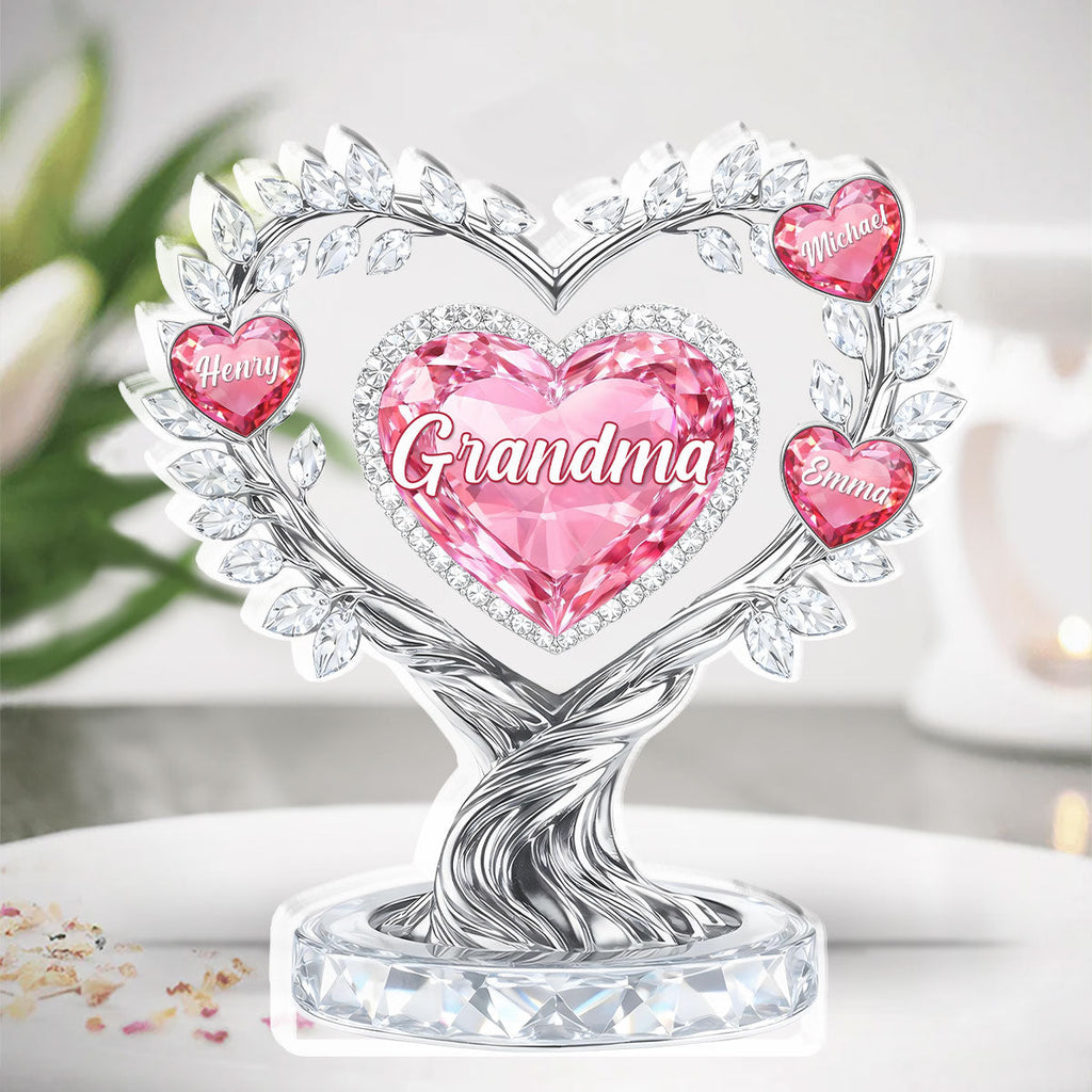 Custom Mother's Day Decor, Gift for Mom & Grandma • Heart Of Love - Personalized Acrylic Plaque