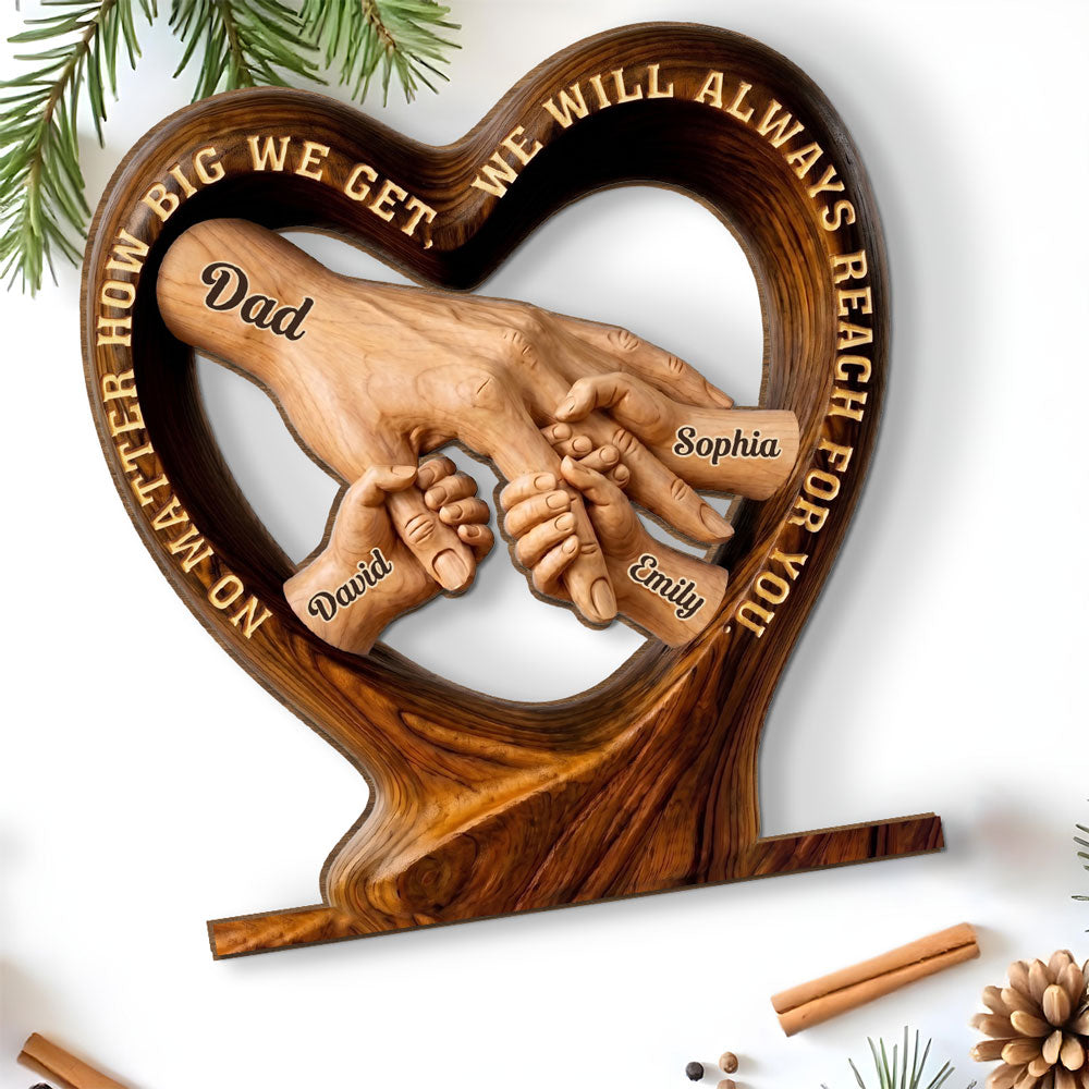 Custom Father's Day Decor, Gift for Dad & Grandpa • Always Looking Upward Dad - Personalized 2-Layer Wood Plaque With Flat Base