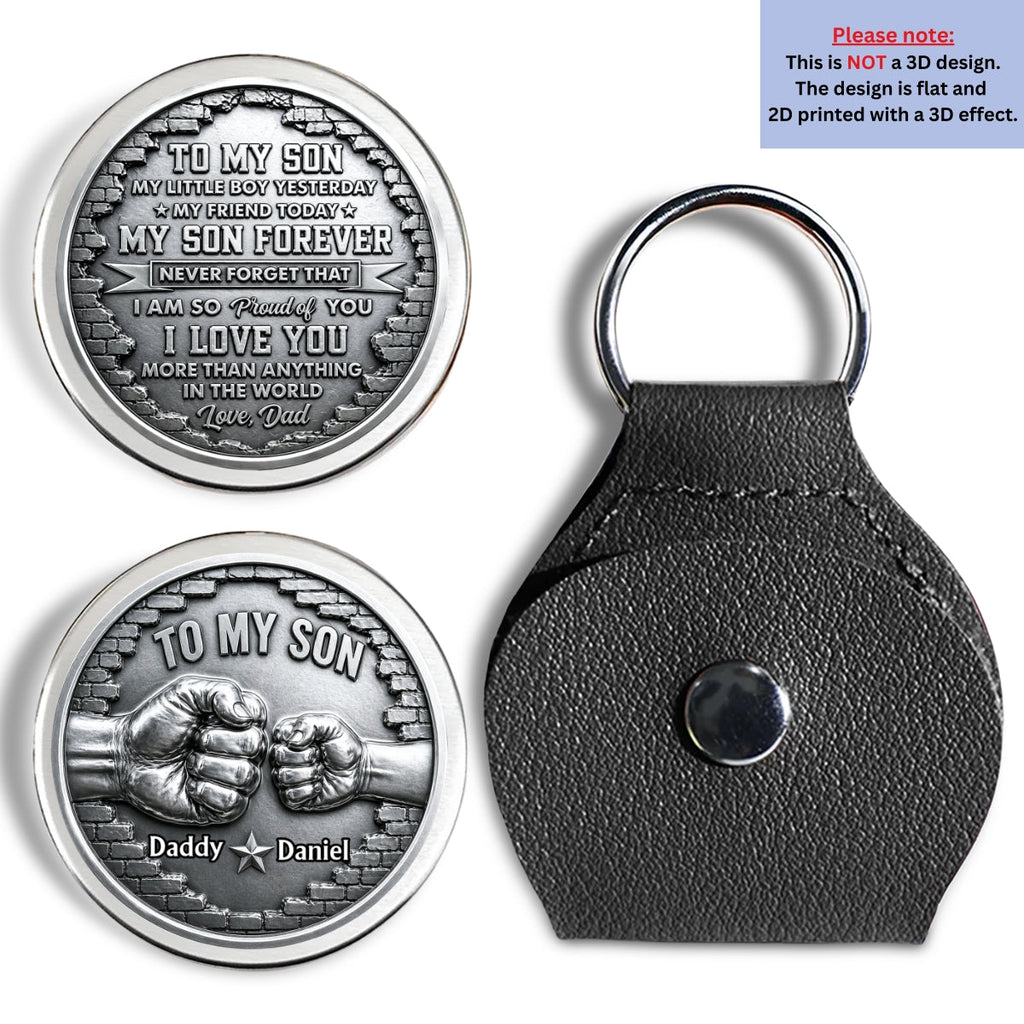 Custom Son Coin Keychain, Father's Day Birthday Gifts • To My Son Never Forget That - Personalized Pocket Hug
