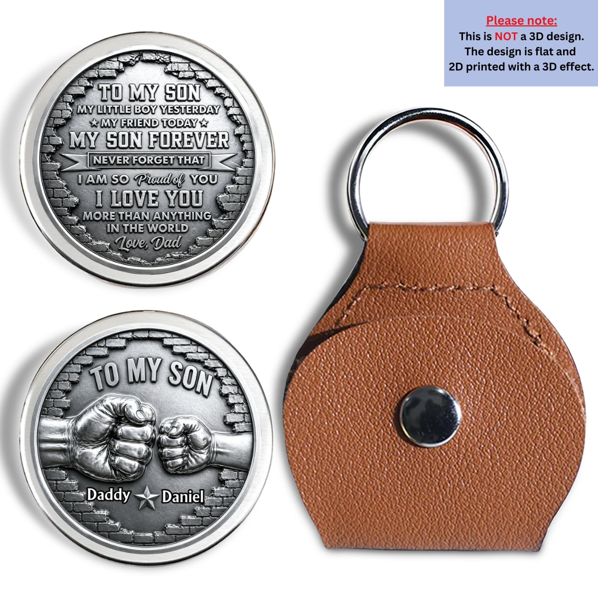 Custom Son Coin Keychain, Father's Day Birthday Gifts • To My Son Never Forget That - Personalized Pocket Hug