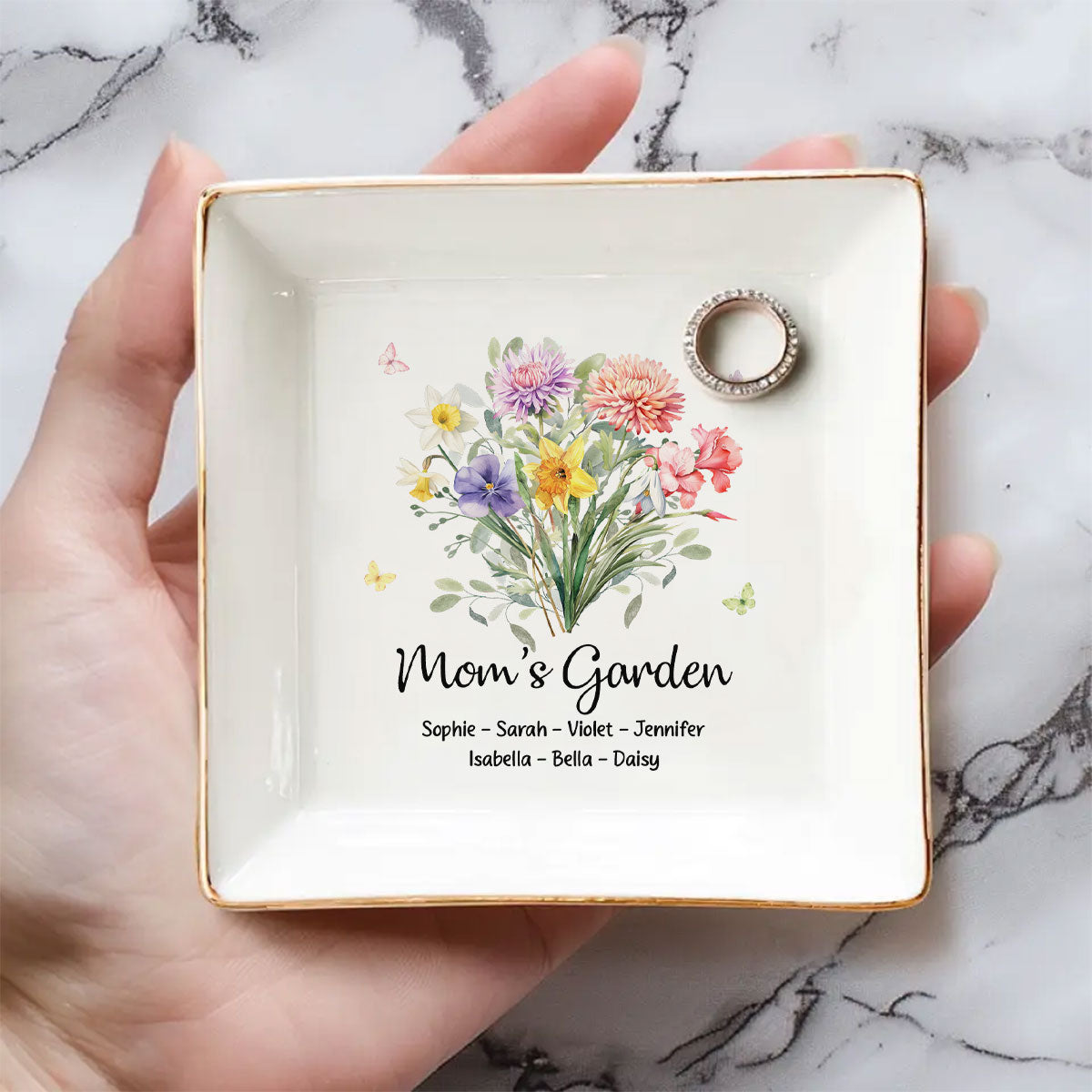 Custom Daughter Trinket Dish, Meaningful Birthday Gift For Her • My Garden - Personalized Jewelry Dish