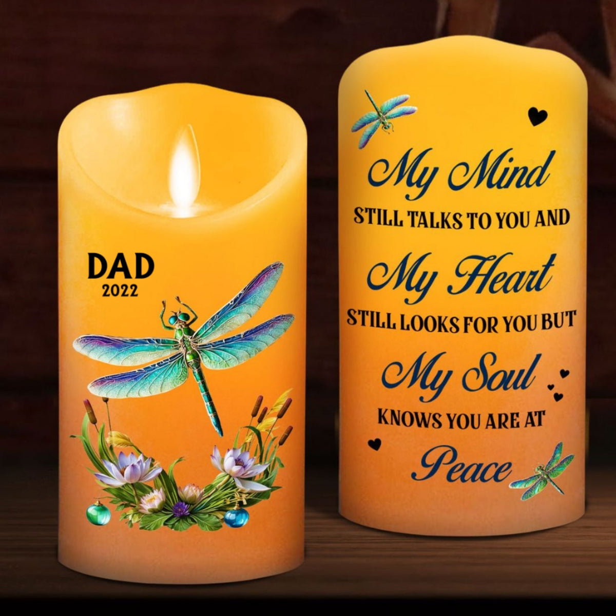 My Mind My Heart My Soul Dragonfly - Personalized LED Candle