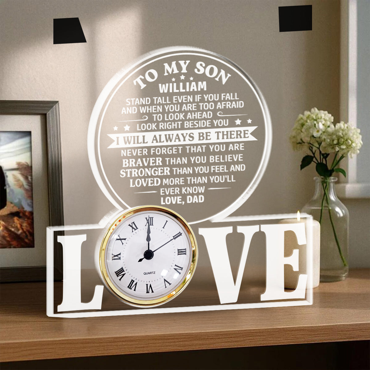 Custom Couple's Decor, Anniversary & Wedding Gift • I Will Always Be There - Personalized Acrylic Desk Clock Plaque