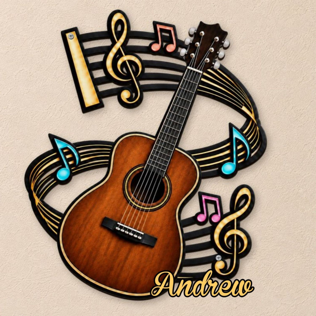 Custom Home & Wall Decor, Birthday & Christmas Gift • The Guitar Corner - Personalized Freeform Shape Metal Sign