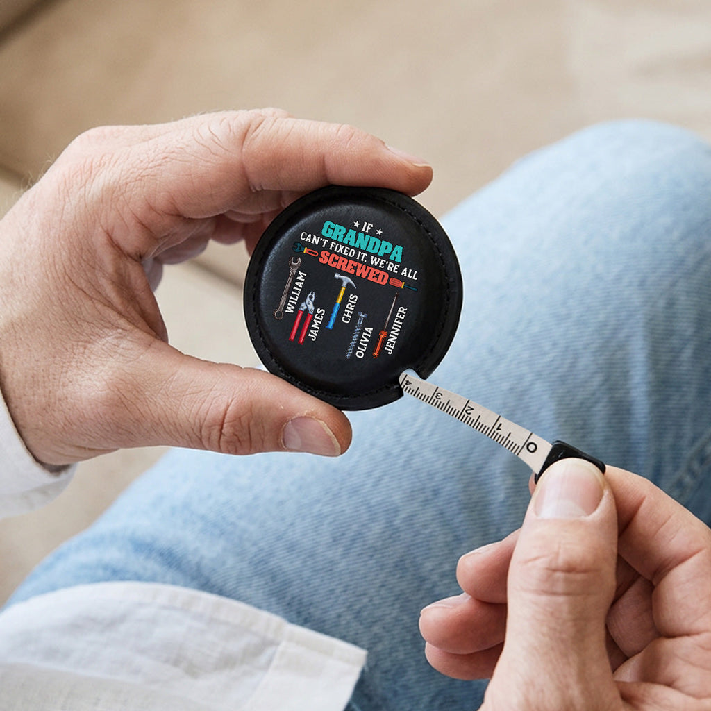 We Are All Screwed - Personalized Leather Tape Measure