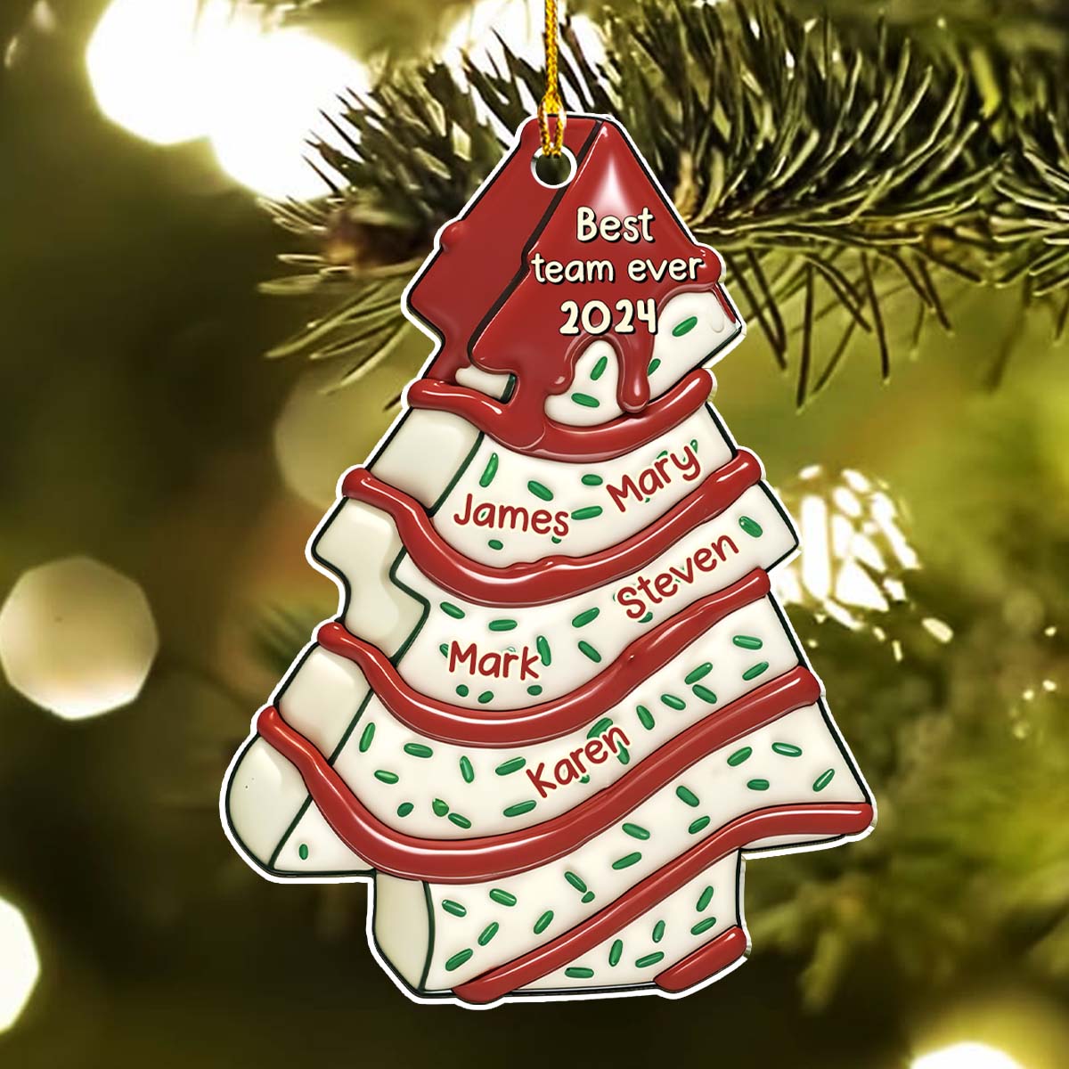 Custom Coworker Christmas Ornament, Team Appreciation Gift •  Coworker Tree Cake - Personalized 3D Effect Acrylic Ornament