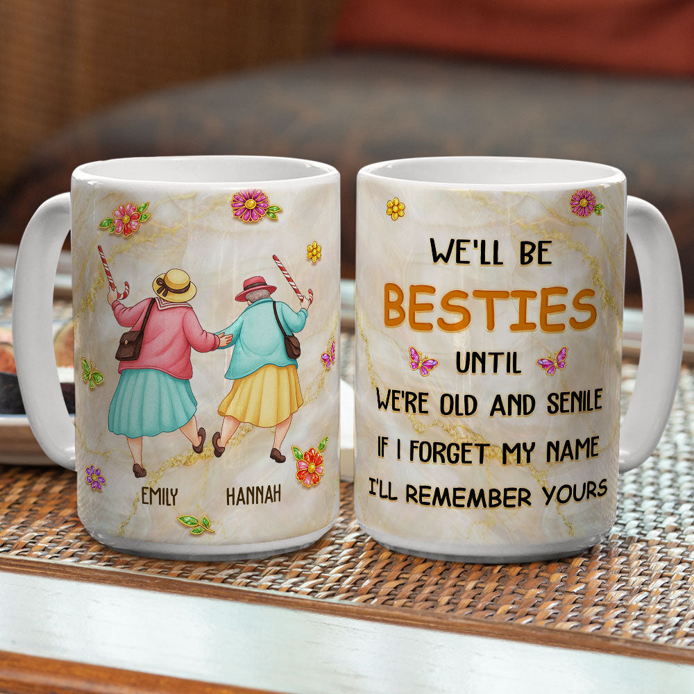 Custom Best Friend, Christmas & Birthday Friendship Keepsake Gift • I Forget My Name But Remember Yours - Personalized Coffee Mug