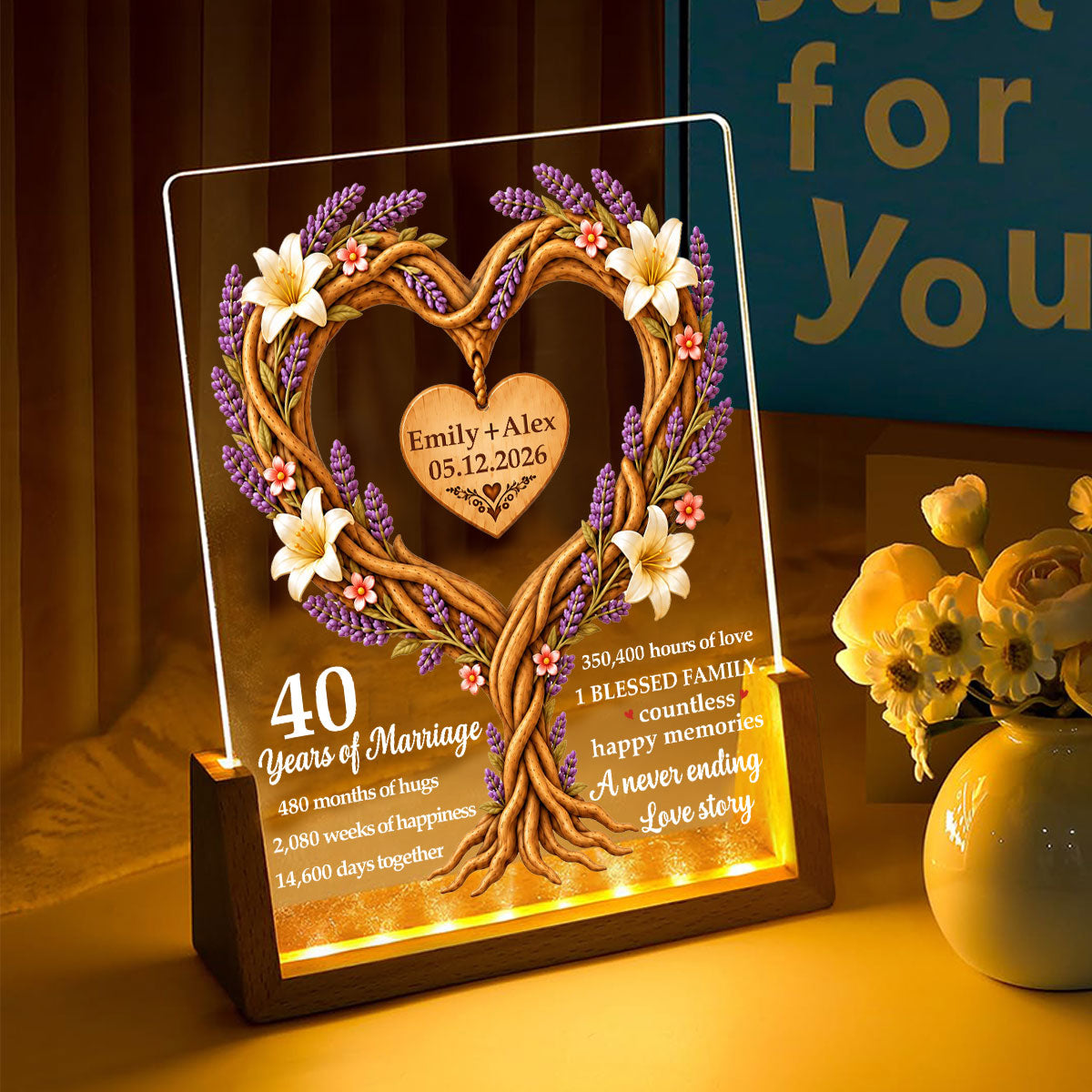 Custom Anniversary, Wedding, Christmas Gift For Husband, Him• Our Love In Numbers - Personalized Night Light