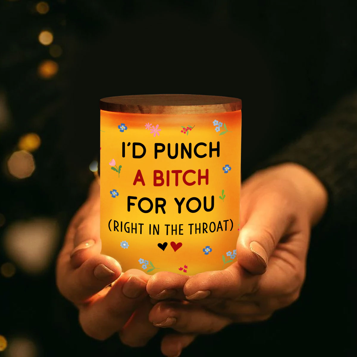 Right In The Throat - Personalized Glass Jar With LED Candle