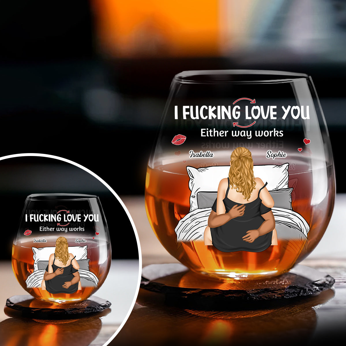 I Love You - Personalized Wine Glass