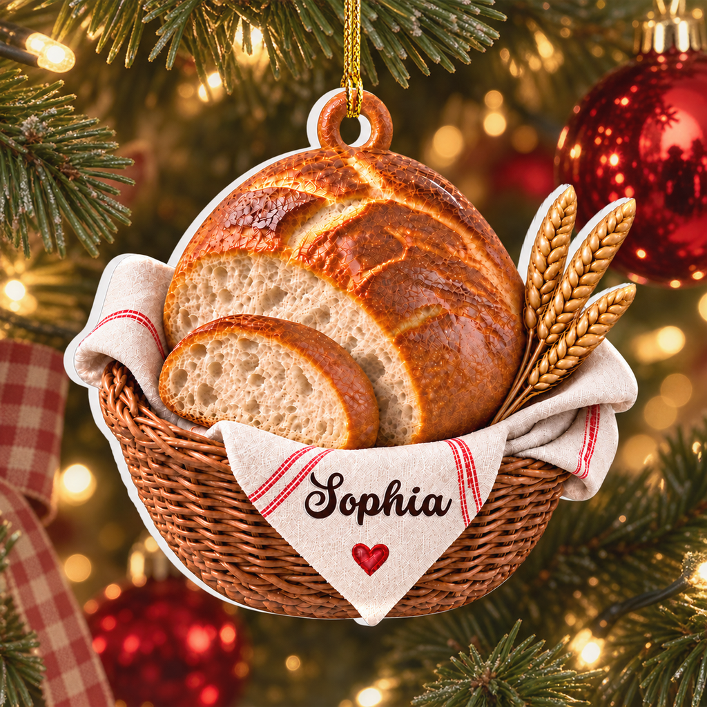 Custom Family Ornament, Christmas Gift for Family Members •  Good Days Start With Sourdough - Personalized 3D White Acrylic Ornament