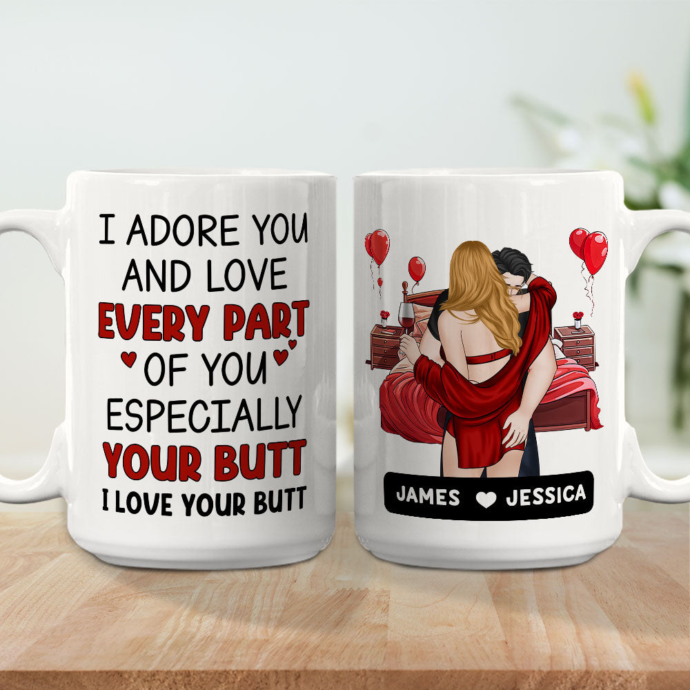 Custom Anniversary Keepsake Gifts For Couple • Adore You, Especially Your Butt - Personalized Coffee Mug