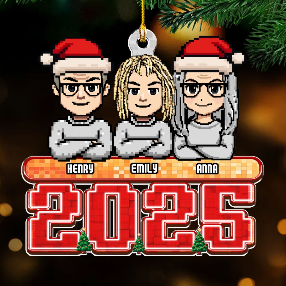 Custom Family Ornament, Christmas Gift for Family Members •  Family Pixel 2025 - Personalized Acrylic Ornament
