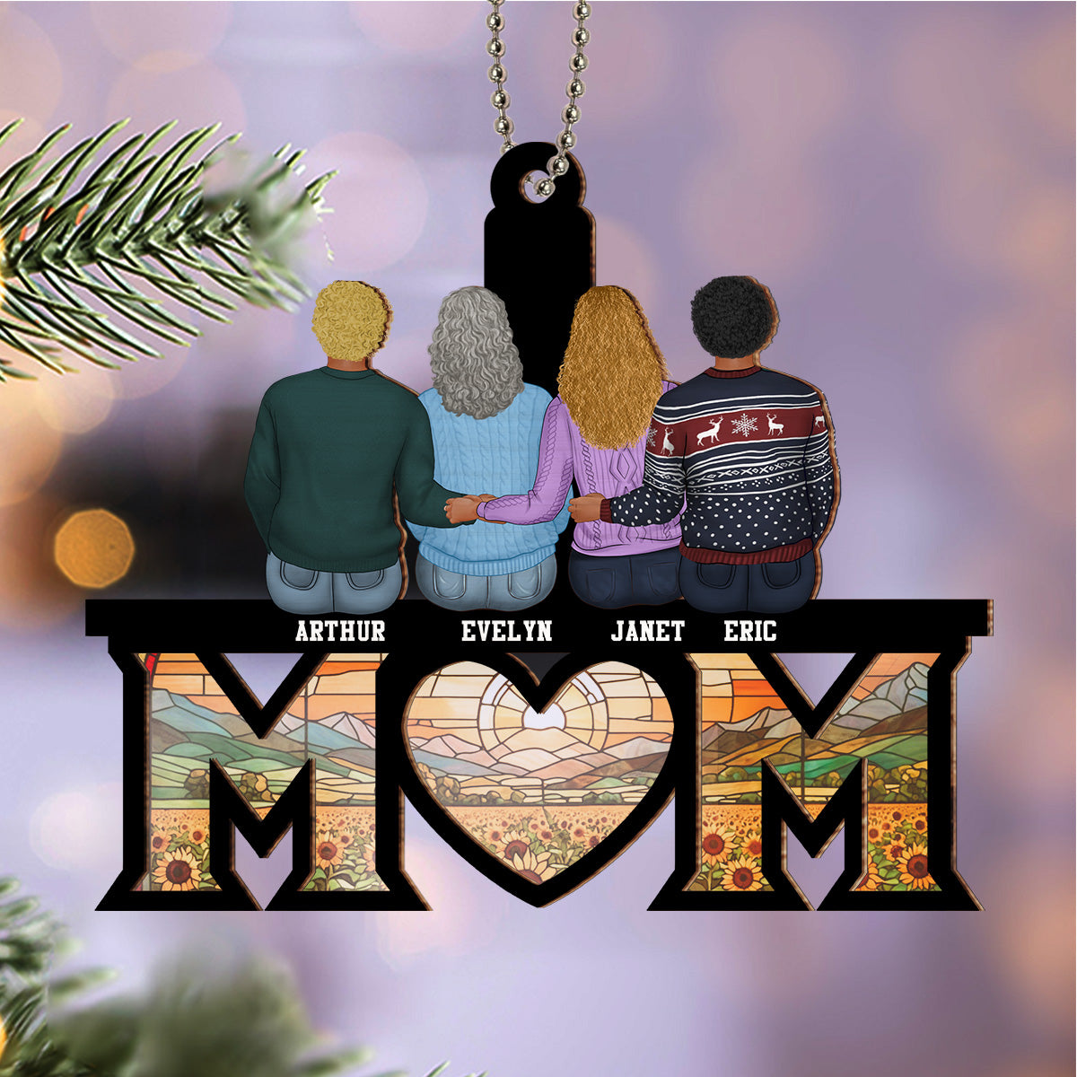 Custom Family Ornament, Christmas Gift for Family Members •  Mother And Daughter Bond - Personalized Suncatcher Ornament