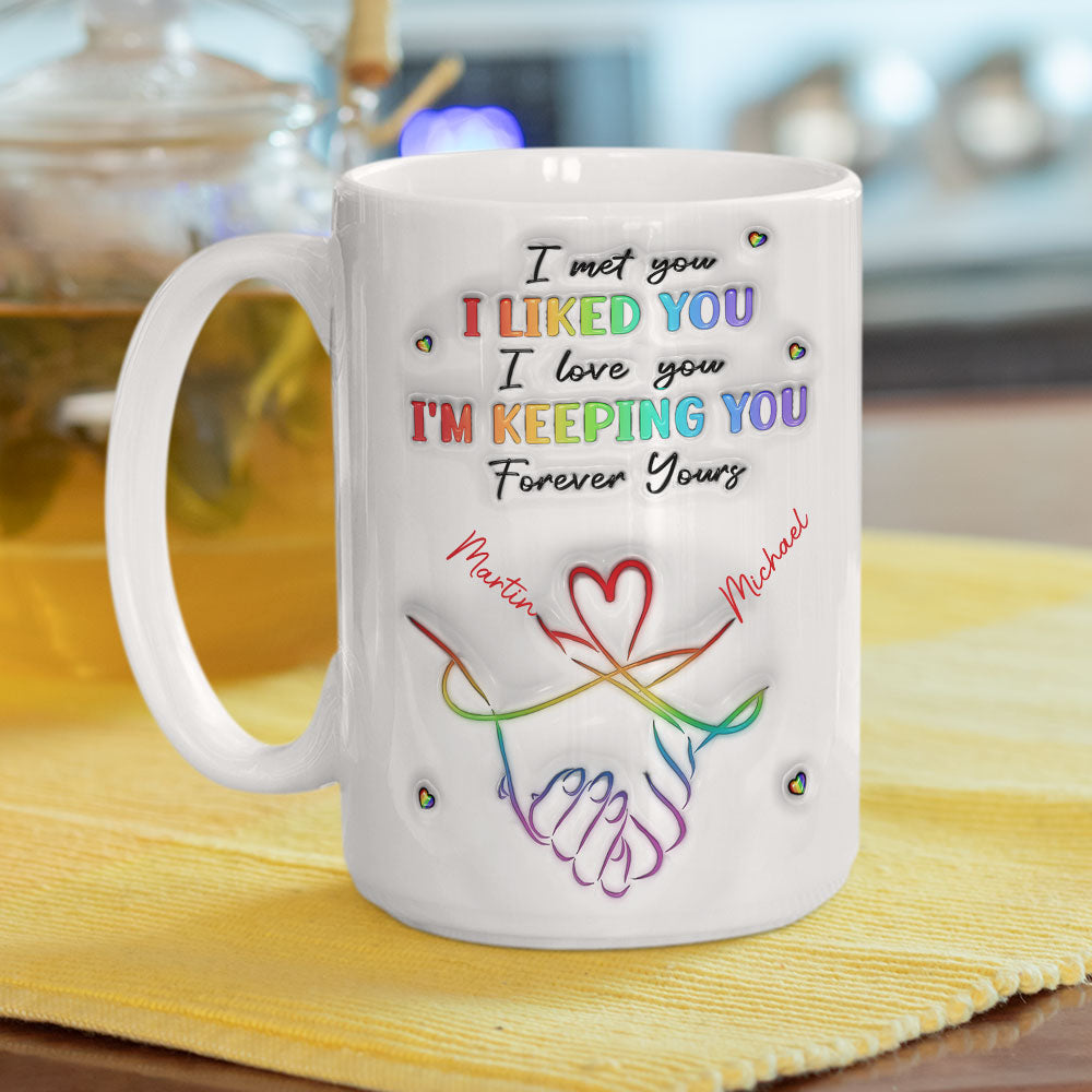 Custom Anniversary Keepsake Gifts For Couple • I Love You Love Is Love - Personalized 3D Inflated Effect Mug
