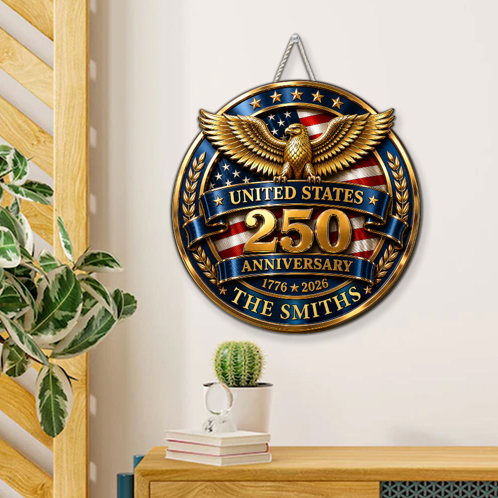 Custom 3D Family Patriotic Hanging Decor, 4th of July • Freedom States - Personalized 3D Effect Wood Sign