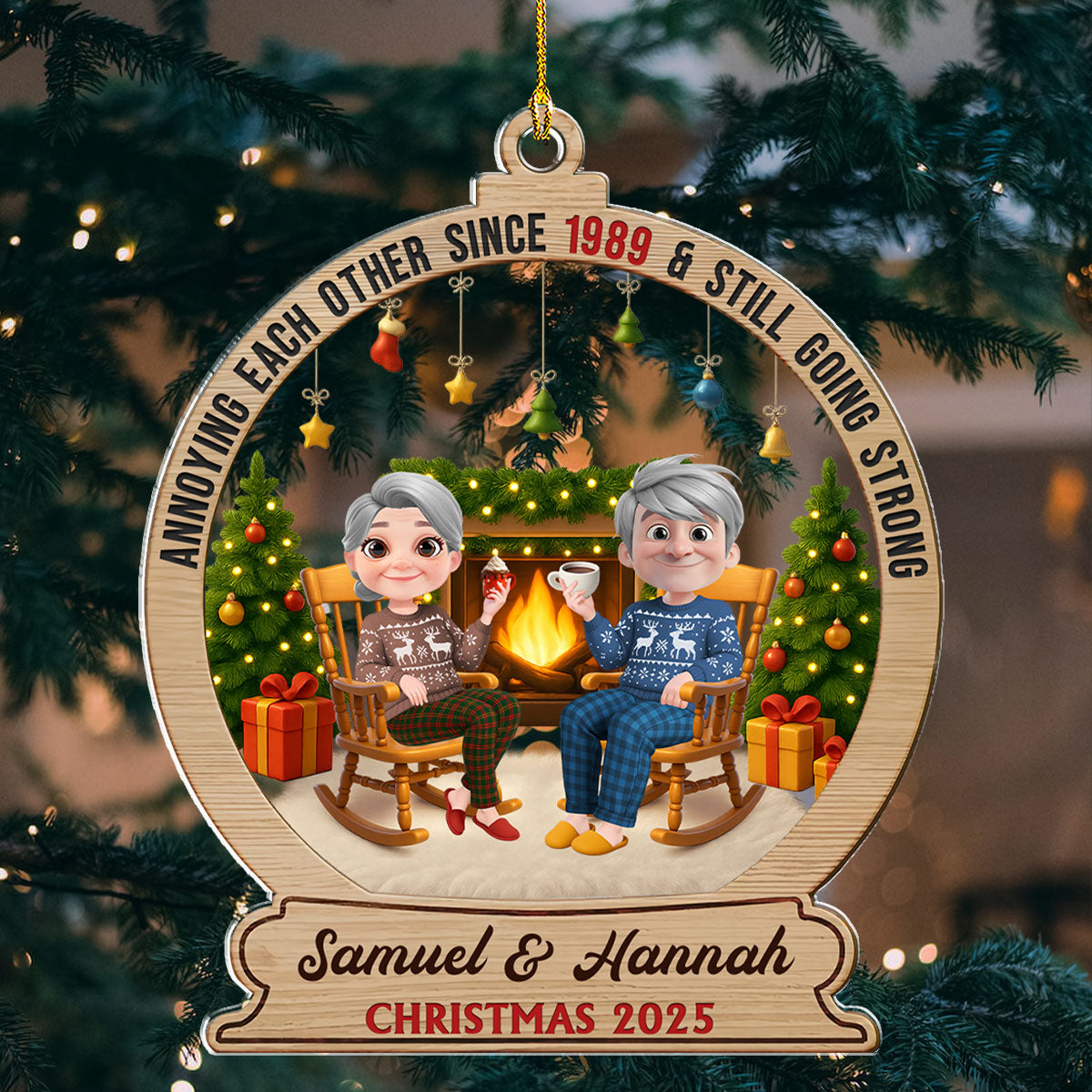 Custom Couple Christmas Ornament, Anniversary Gift •  Annoying Each Other For Years - Personalized Acrylic Ornament