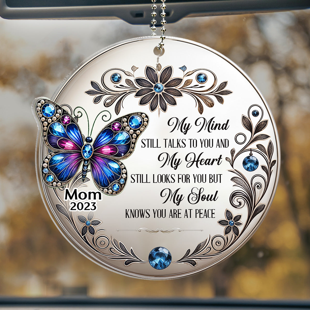 My Mind My Heart My Soul Butterfly - Personalized Car Ornament