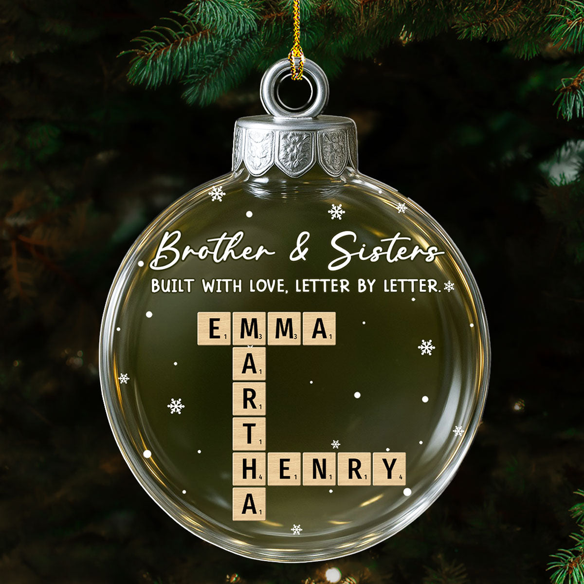 Custom Brothers & Sisters Christmas Ornament •  Love Grows In Every Piece - Personalized Acrylic Ornament