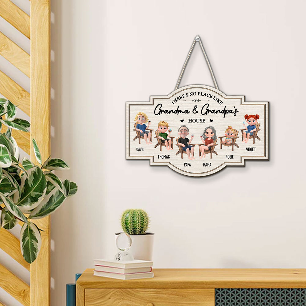 Custom Family Campground Sign, Campsite Outdoor Wall Decor • No Place Like Grandma House - Personalized Wood Sign
