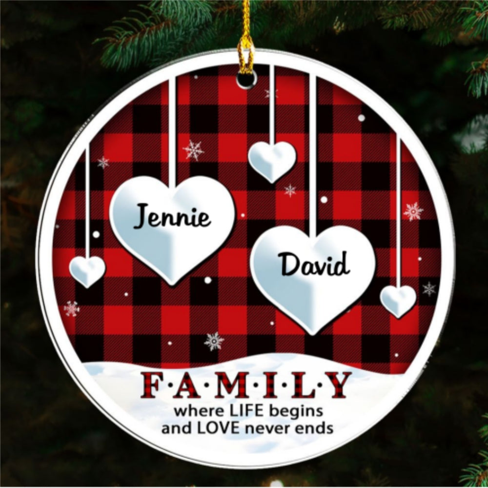 Custom Family Ornament, Christmas Gift for Family Members •  Family Where Life Begins - Personalized Acrylic Ornament