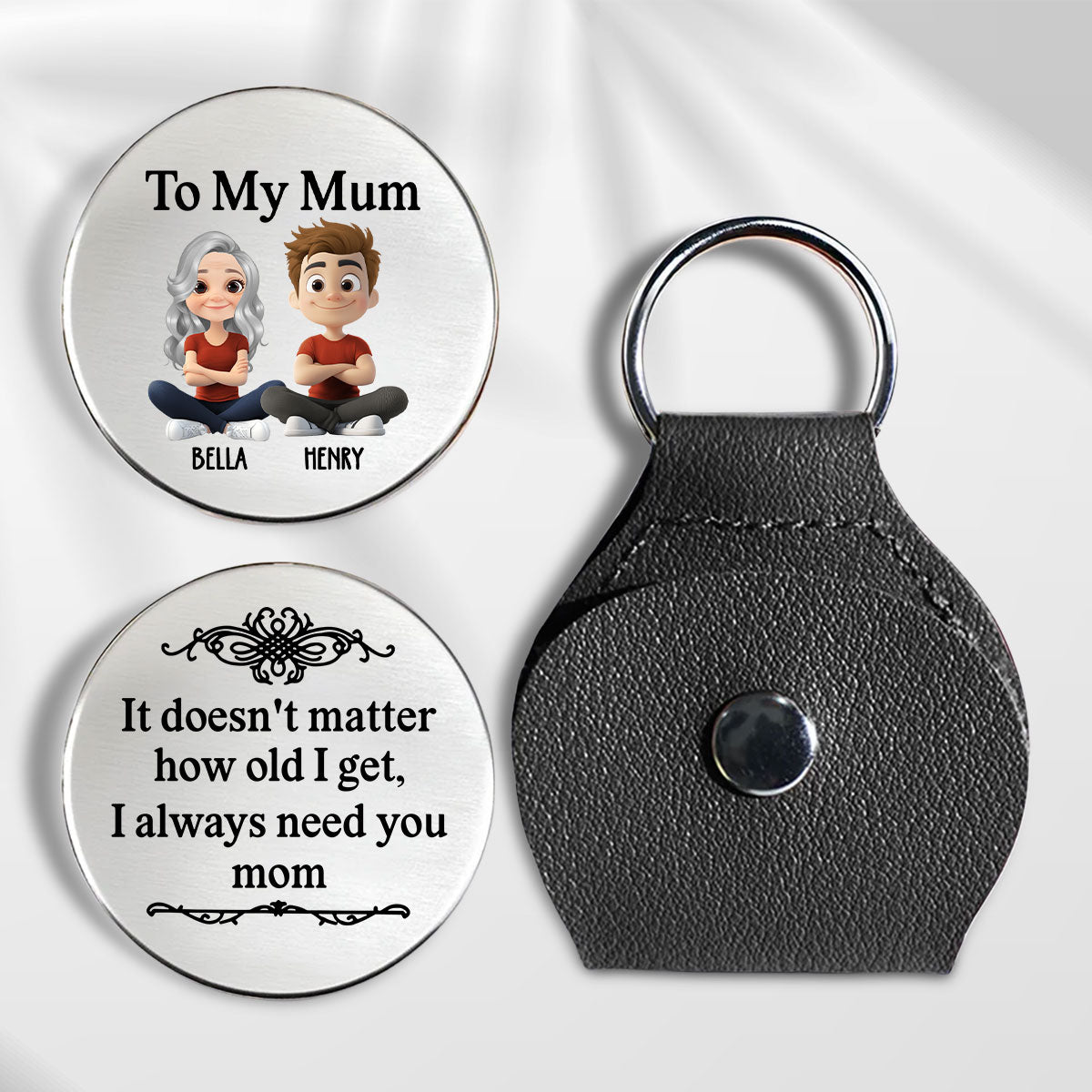 Custom Mom Coin Keychain, Mother's Day Birthday Keepsake • Always Need You Mom - Personalized Pocket Hug