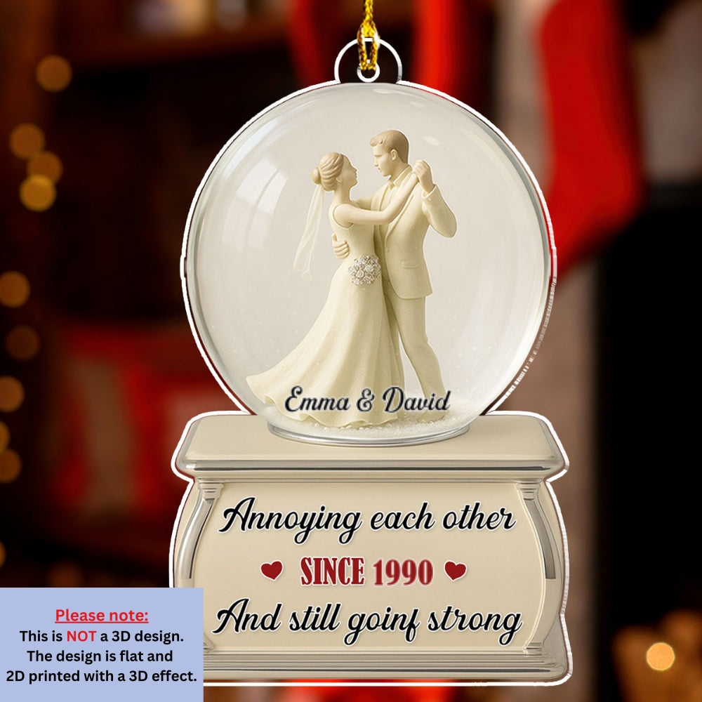 Custom Couple Christmas Ornament, Anniversary Gift •  Dancing Couple Snow Globe - Personalized Acrylic Ornament