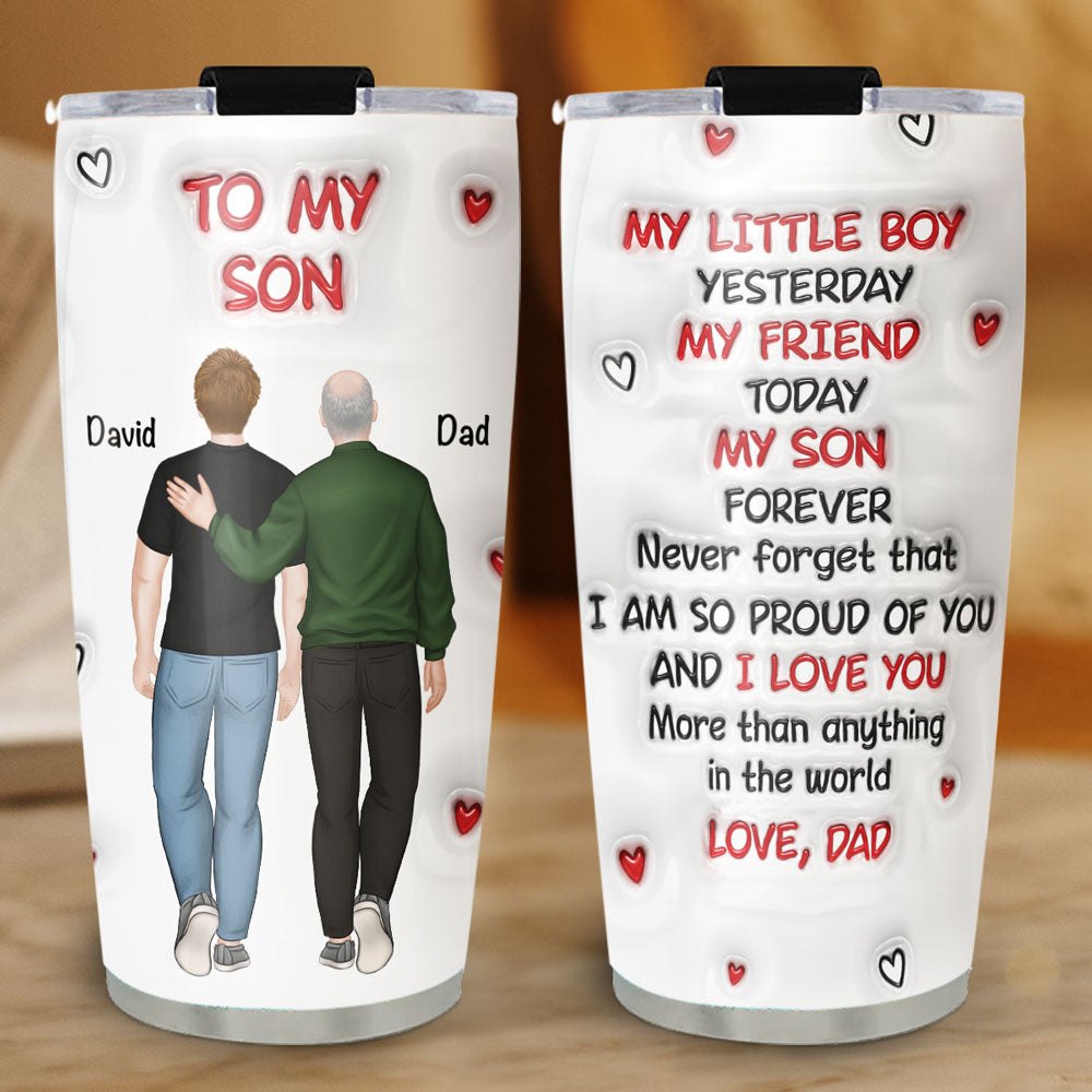 Custom Christmas Birthday Gifts For Daughter • Hug From Dad - Personalized 3D Inflated Effect Tumbler